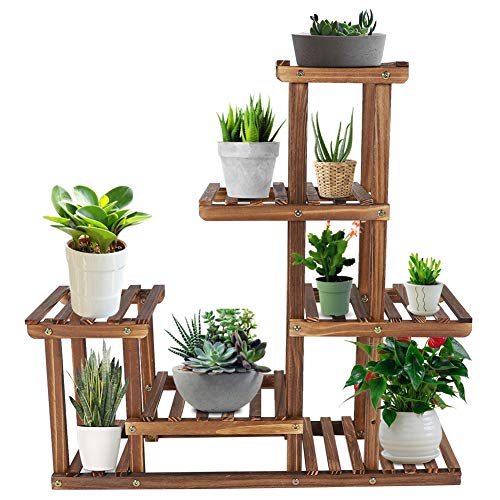 Jamitey Soporte de madera para plantas de interior y exterior, de 5 capas, para jardín, para plantas, organizador para salón, terraza, balcón, jardín