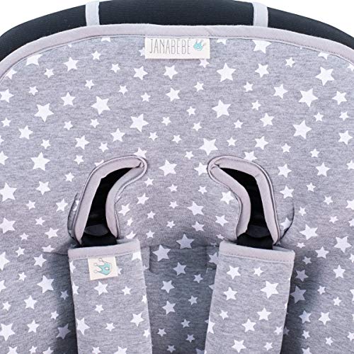 JANABEBE Funda Colchoneta para Cochecito + Arneses (White Star)