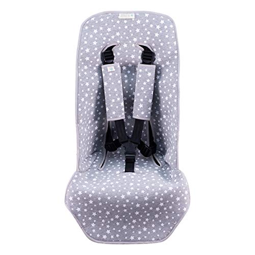 JANABEBE Funda Colchoneta para Cochecito + Arneses (White Star)