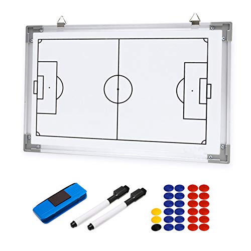 JasCherry Tablero de Táctica de Fútbol, Carpeta Pizarra Táctica, Pizarra Entrenador Magnéticas de Fútbol, Pizarra Táctica de Fútbol Plegable y Portátil con Imanes, Lapiceros y Borrador