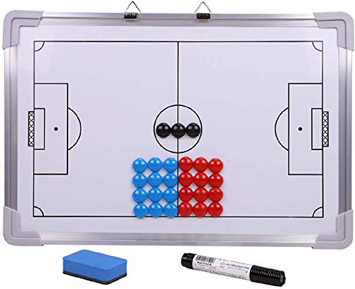 JasCherry Tablero de Táctica de Fútbol, Carpeta Pizarra Táctica, Pizarra Entrenador Magnéticas de Fútbol, Pizarra Táctica de Fútbol Plegable y Portátil con Imanes, Lapiceros y Borrador