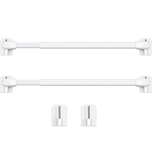 Jetec Barras de Cortina Extensibles Barra Ajustable Plástica de Cortina de Ventana Barras de Tensión de Armario Barra Poste Carril Autoadhesiva, 15,7-27,5 Pulgadas (Blanco, 2)