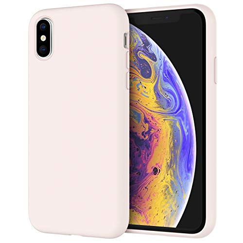 JETech Funda de Silicona Compatible iPhone X, iPhone XS, 5,8", Sedoso-Tacto Suave, Cubierta a Prueba de Golpes con Forro de Microfibra, Rosado