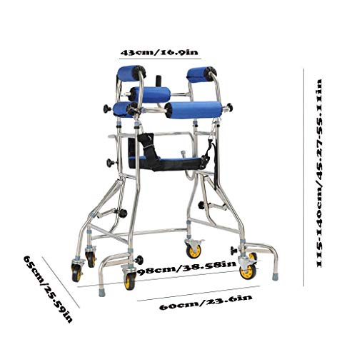 JHDPH3 Ancianos Andador Altura Soporte Ajustable Walker Rehabilitación con Ruedas 6 Frenos Anti-vuelco for los Miembros Inferiores Formación Rehabilitación