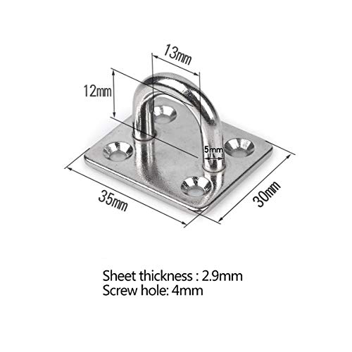JieGuanG Placa de ojo de cojín, 2 piezas M5 de acero inoxidable con 8 tornillos, gancho de grapas de hardware marino