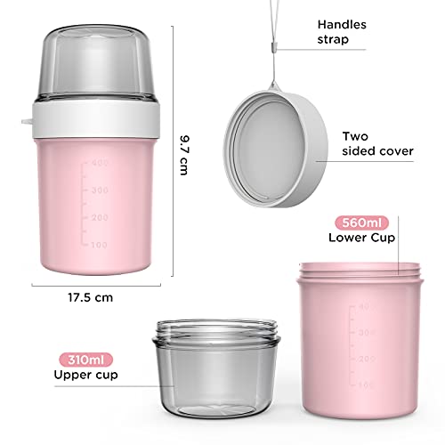 JIM'S STORE Taza para Cereales para Llevar sin BPA Vaso Portayogurt Práctico Apto para Fruta Yogur Nuez