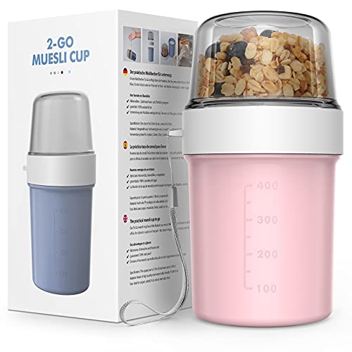 JIM'S STORE Taza para Cereales para Llevar sin BPA Vaso Portayogurt Práctico Apto para Fruta Yogur Nuez