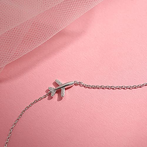 JINKEBIN Pulsera Pulsera Plateada Plateada OBEAR Pulsera para Mujer Zircon Aircraft Aviones Aviones Ajustable Pulseras Joyería Girls Regalo (Metal Color : Sl378)