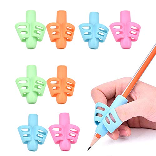 Jinlaili Agarre de Lápiz, 8 Pz Agarre para Escritura para Niños, Empuñadura de Lápiz Ergonómico, Escritura Ayuda Niños, Agarre Postura Corrección Herramienta