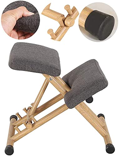 JJYY Silla ergonómica para arrodillarse, Taburete Ajustable con Marco de Madera, para el hogar y la Oficina - Mejore su Postura con un Asiento en ángulo - Cojines Gruesos y cómodos, B