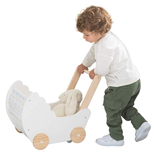 JOLIE VALLÉE TOYS & HOME Andador de Madera , Uso 2 en 1 como Andador Bebe, El Diseño de Lienzo Impreso 1-3 Años, Andador Bebes/Andador Actividades Bebe/Madera de Andador/Andador Bebe Madera