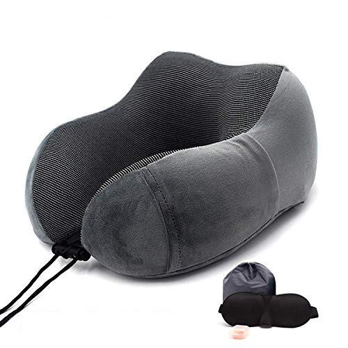 JONJUMP Almohada de cuello de espuma de memoria en forma de U suave lento rebote espacio viaje almohada cuello sólido columna cervical salud coche suministros