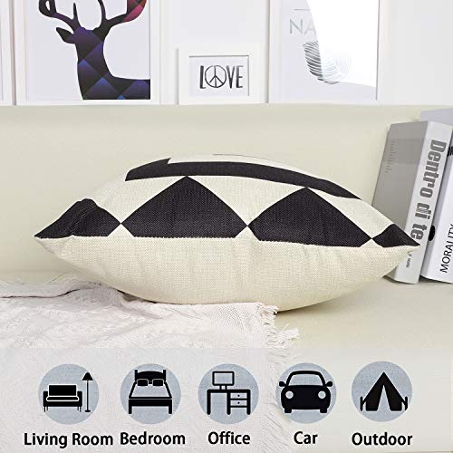 JOTOM Funda de Almohada de Lino de Poliéster Suave Cuadrada,Funda de cojín Decoración para Sofá,Hogar 45x45 cm, Juego de 6 (Patrones geométricos 4)