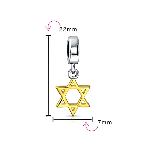 Joyería judaica para Bat Mitzvah Hanukkah Estrella de David Magen Judío Colgante Charm Cuenta Para Mujeres Placa de Oro de 14K Plata de Ley Se Ajusta Pulsera Europea