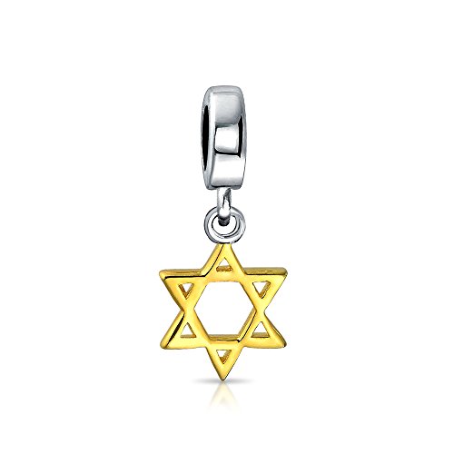 Joyería judaica para Bat Mitzvah Hanukkah Estrella de David Magen Judío Colgante Charm Cuenta Para Mujeres Placa de Oro de 14K Plata de Ley Se Ajusta Pulsera Europea