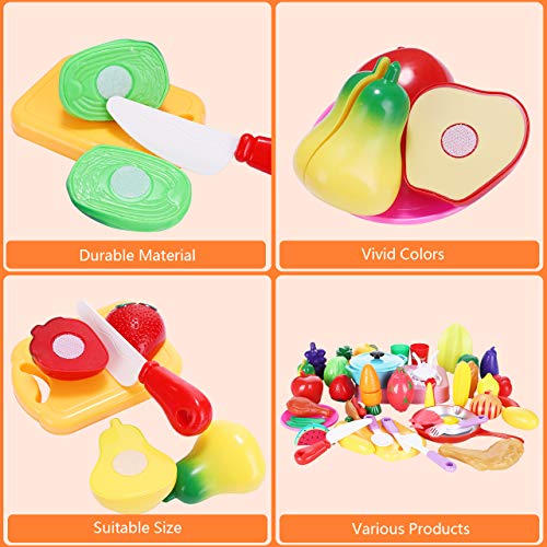 joylink Alimentos de Juguet, 42pcs Cortar Frutas Verduras Comida Cocina Juguete Temprano Educación Juegos para Niños