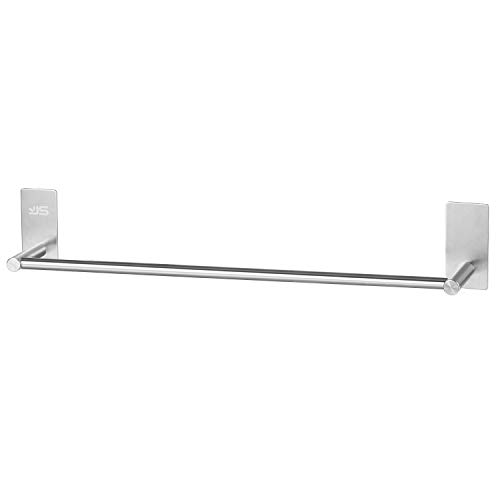 JS Toalleros de Baño Sin Taladro Adhesivo 55 cm Largo Toallero de Baño Accesorios Baño No Perforado Acero Inoxidable SUS304 Colgador de Toallas de Pared para Toallas de Baño Cocina y Baño