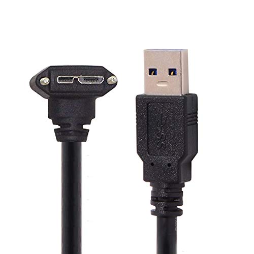 JSER 3 m 90 grados ángulo recto Micro USB tornillo montaje a USB 3.0 cable de datos para cámara de camaleón gris punto 3