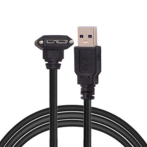 JSER 3 m 90 grados ángulo recto Micro USB tornillo montaje a USB 3.0 cable de datos para cámara de camaleón gris punto 3