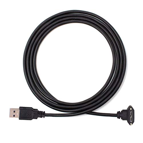 JSER 3 m 90 grados ángulo recto Micro USB tornillo montaje a USB 3.0 cable de datos para cámara de camaleón gris punto 3