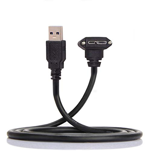 JSER 3 m 90 grados ángulo recto Micro USB tornillo montaje a USB 3.0 cable de datos para cámara de camaleón gris punto 3