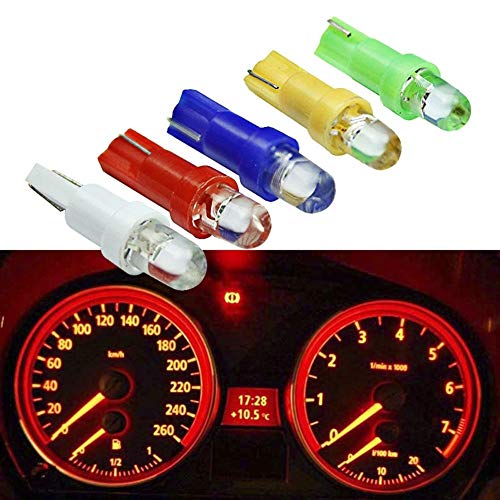 Juan-375 10PCS T5 LED del Interior del Coche del Tablero de Instrumentos Indicadores de Instrumentos del Coche Lateral Auto acuñan la lámpara Bombilla de 12V DC Blanco Rojo Azul Verde Amarillo