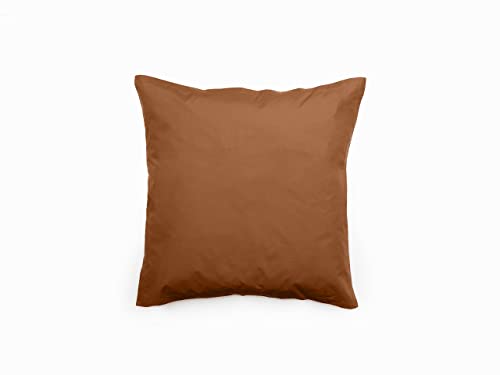 Juego de 2 fundas de almohada percal de algodón peinado largo de fibras de 80 hilos/cm², color terracota, juego de 2 fundas de almohada percal, 65 x 65 cm