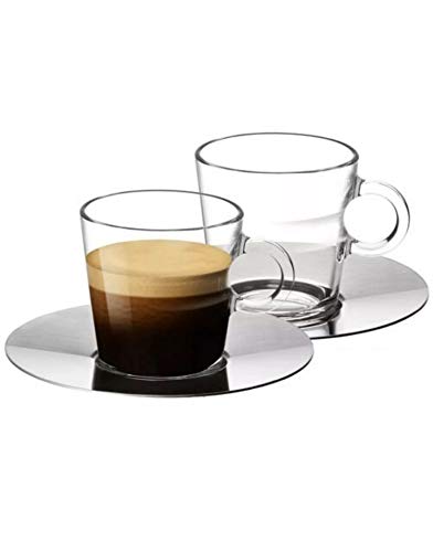 Juego Nespresso View Collection con 2 tazas de cristal para espresso y platos, 80 ml