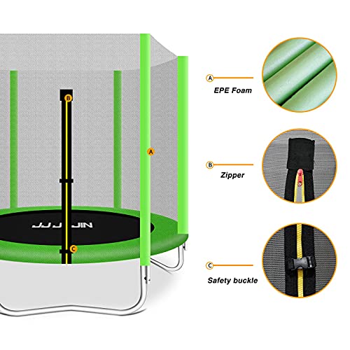 JUJIN - Cama elástica con red de seguridad, esterilla de saltar, almohadilla de seguridad, minitrampolines para niños en interiores o exteriores (verde)