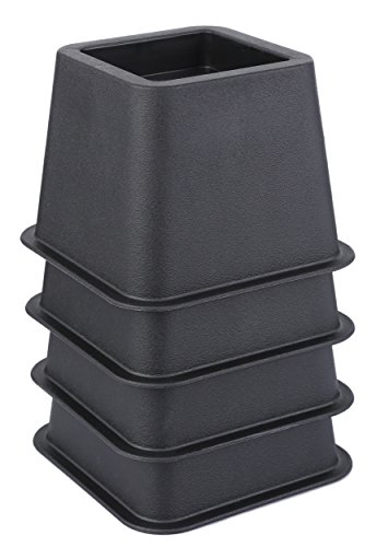 Juvale - Elevadores ajustables para patas de camas y otros muebles. Material resistente que soporta 499 kg. Color negro, pack de 8 en 7,6, 12,7 y 20,3 cm.