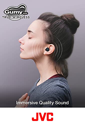 JVC Gumy Mini True Wireless Earbuds [Amazon Exclusive Edition] Auriculares Inalámbricos, Bluetooth 5.1, ResistenciaAgua (IPX4), Gran Duración de la Batería (hasta 15 Horas) - HA-Z55T-B (Negro)