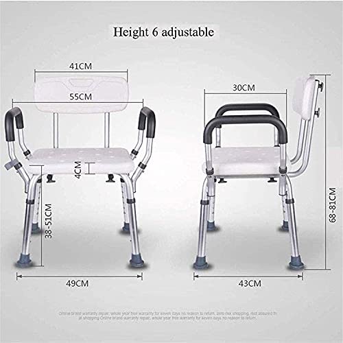 JYDQM Asientos de Ducha, Taburete de Ducha Ajustable Antideslizante con Apoyabrazos Baño de Hombre Viejo Asiento de Inodoro Taburete de Ducha Taburete de Ducha Asiento de Baño Antiguo Lavar Silla de