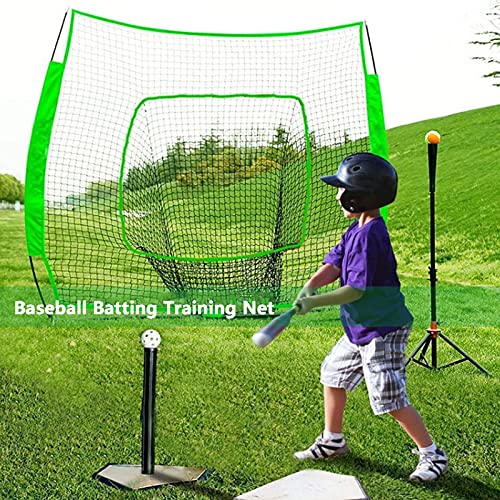 JYGHM Red de práctica de bateas de béisbol, Neta de práctica de béisbol y softbol de 7'x7 ', golpeando portátil, lanzando y Captura de Red con Bolsa de Transporte, para Entrenamiento de bateo