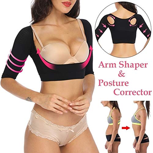 kaakaeu Corrector De Postura Corrector De Pecho para Mujeres Compresor De Espalda Corrector De Hombro Fajas Faja De Pérdida De Peso Banda De Hombro Negro