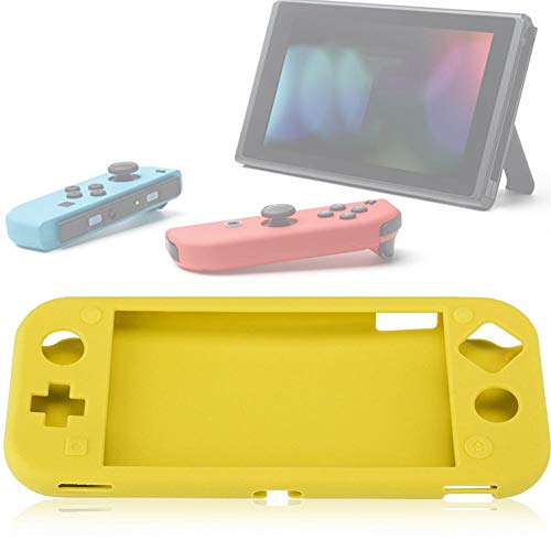 Kafuty Funda Protectora Ligera de Gel de sílice y Protector de Pantalla de Vidrio Templado para la Consola Switch Lite con película endurecida de Alta definición 9H.(Amarillo)