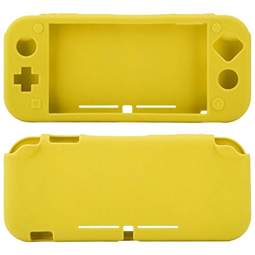 Kafuty Funda Protectora Ligera de Gel de sílice y Protector de Pantalla de Vidrio Templado para la Consola Switch Lite con película endurecida de Alta definición 9H.(Amarillo)