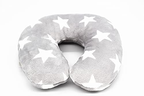 Kamaca Almohada cervical con funda de franela suave de 260 g/m², uso universal, apoyo y práctico para viajes (estrellas gris)