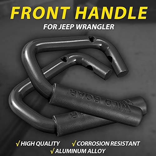 KaTur Asidero frontal, compatible con Jeep Wrangler JK Rubicon Sahara Sport 2007 - 2017 2/4 puertas, pack de 2 unidades, fabricado con acero sólido, color negro