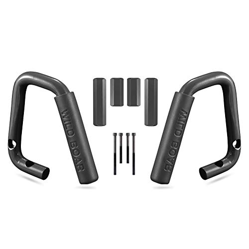 KaTur Asidero frontal, compatible con Jeep Wrangler JK Rubicon Sahara Sport 2007 - 2017 2/4 puertas, pack de 2 unidades, fabricado con acero sólido, color negro