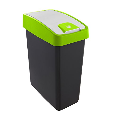 keeeper Cubo de la Basura Premium con Tapa Abatible, Tacto suave, 25 l, Magne, Verde