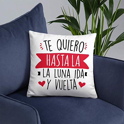 Kembilove Almohada para Parejas – Cojín Blando para Parejas con Mensaje Te Quiero hasta la Luna IDA y Vuelta – Cojines Originales para Regalar a Enamorados el día de San Valentín