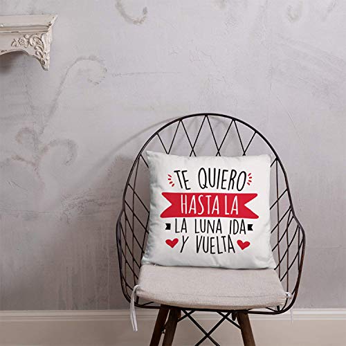 Kembilove Almohada para Parejas – Cojín Blando para Parejas con Mensaje Te Quiero hasta la Luna IDA y Vuelta – Cojines Originales para Regalar a Enamorados el día de San Valentín