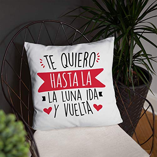 Kembilove Almohada para Parejas – Cojín Blando para Parejas con Mensaje Te Quiero hasta la Luna IDA y Vuelta – Cojines Originales para Regalar a Enamorados el día de San Valentín