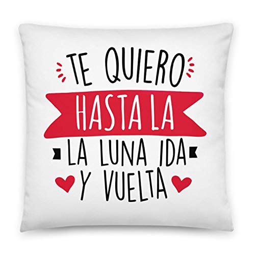 Kembilove Almohada para Parejas – Cojín Blando para Parejas con Mensaje Te Quiero hasta la Luna IDA y Vuelta – Cojines Originales para Regalar a Enamorados el día de San Valentín