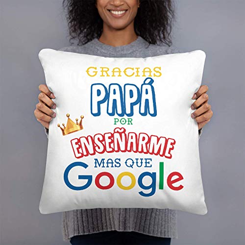 Kembilove Cojín para Padre – Cojines con Frases Graciosas para Padres Gracias Papá por enseñarme mas Que Google – Regalos Originales para el día del Padre – Cojines Suaves y Cómodos