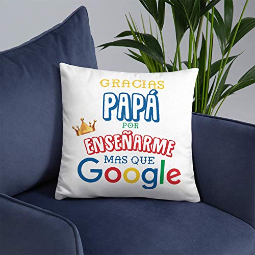 Kembilove Cojín para Padre – Cojines con Frases Graciosas para Padres Gracias Papá por enseñarme mas Que Google – Regalos Originales para el día del Padre – Cojines Suaves y Cómodos