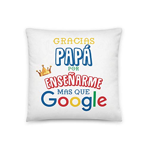 Kembilove Cojín para Padre – Cojines con Frases Graciosas para Padres Gracias Papá por enseñarme mas Que Google – Regalos Originales para el día del Padre – Cojines Suaves y Cómodos