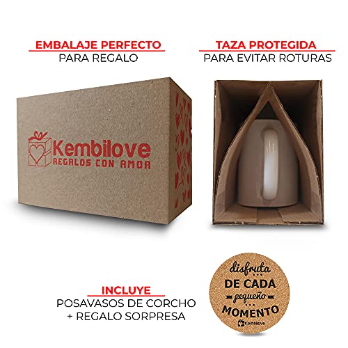 Kembilove Tazas de Desayuno para Parejas – Taza de Café Rojas con Mensaje Mi lugar favorito en el mundo es a tu lado – Regalos Originales para Regalar en San Valentín