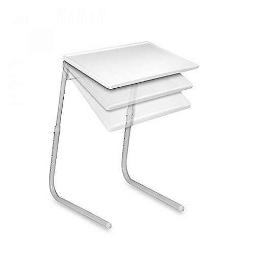 KENEX Mesa Auxiliar Plegable Color Blanco Medidas: Largo: 52 cm Ancho: 39 cm Alto: 70 cm Soporte hasta 25kg, 6 Niveles