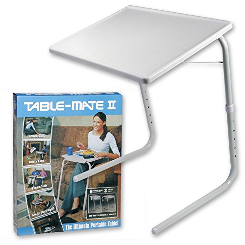 KENEX Mesa Auxiliar Plegable Color Blanco Medidas: Largo: 52 cm Ancho: 39 cm Alto: 70 cm Soporte hasta 25kg, 6 Niveles